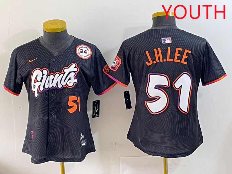 Youth San Francisco Giants 51 J.H.Lee Black Joint Name Nike 2025 MLB Jersey style 7